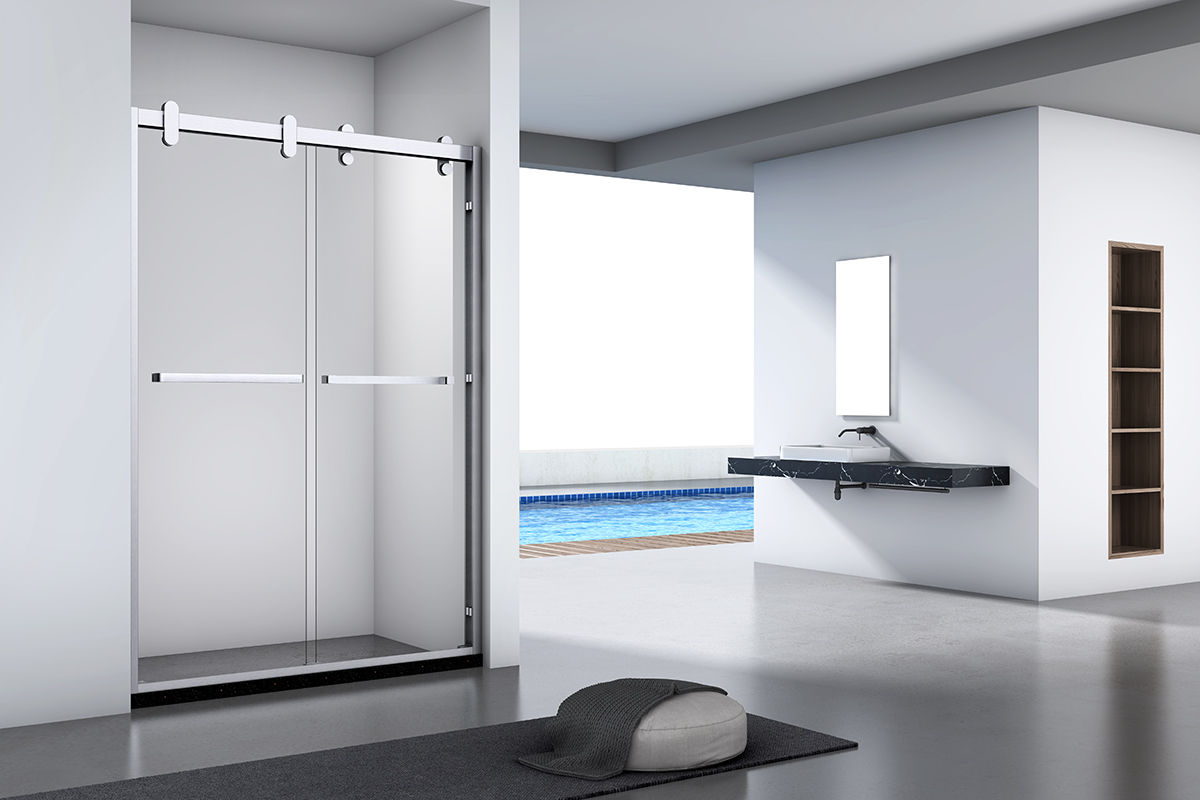 S3002 stainless steel sliding shower door reversible