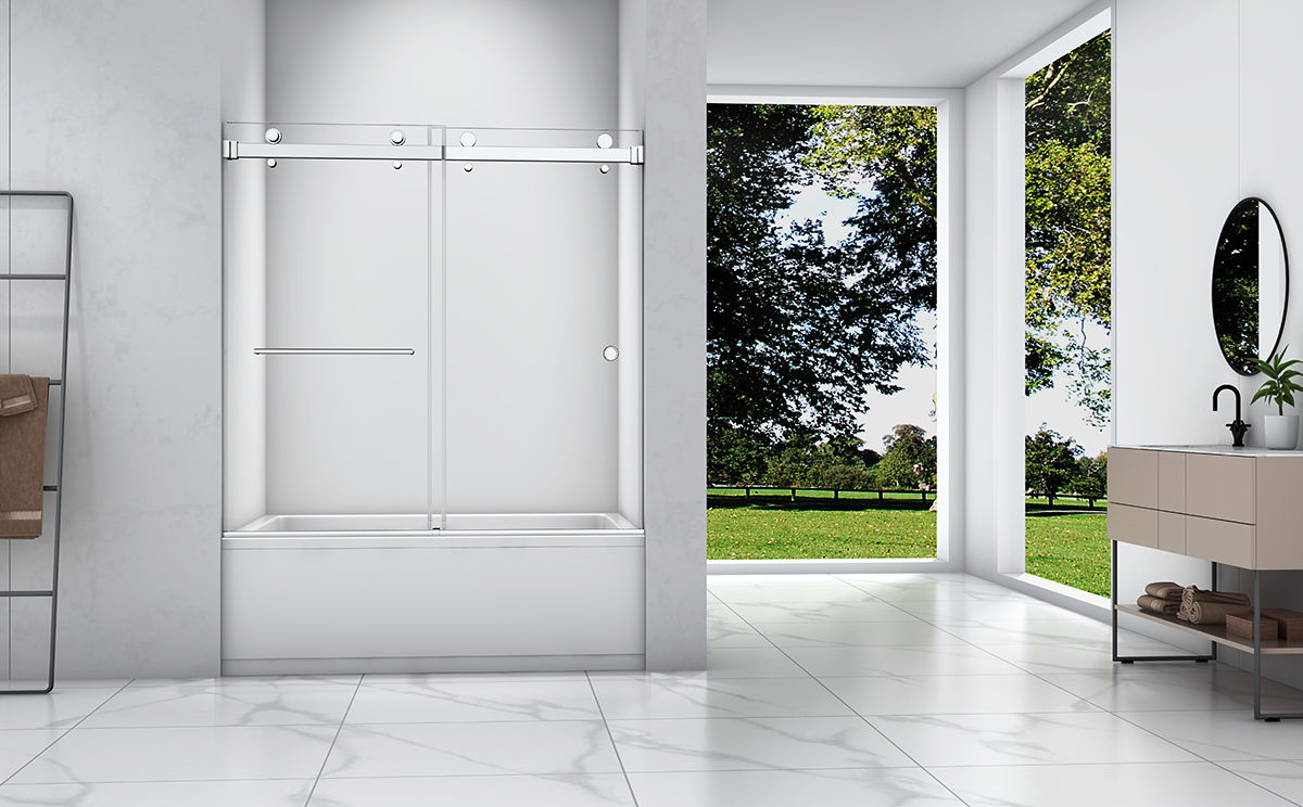 S9902 stainless steel sliding shower door reversible