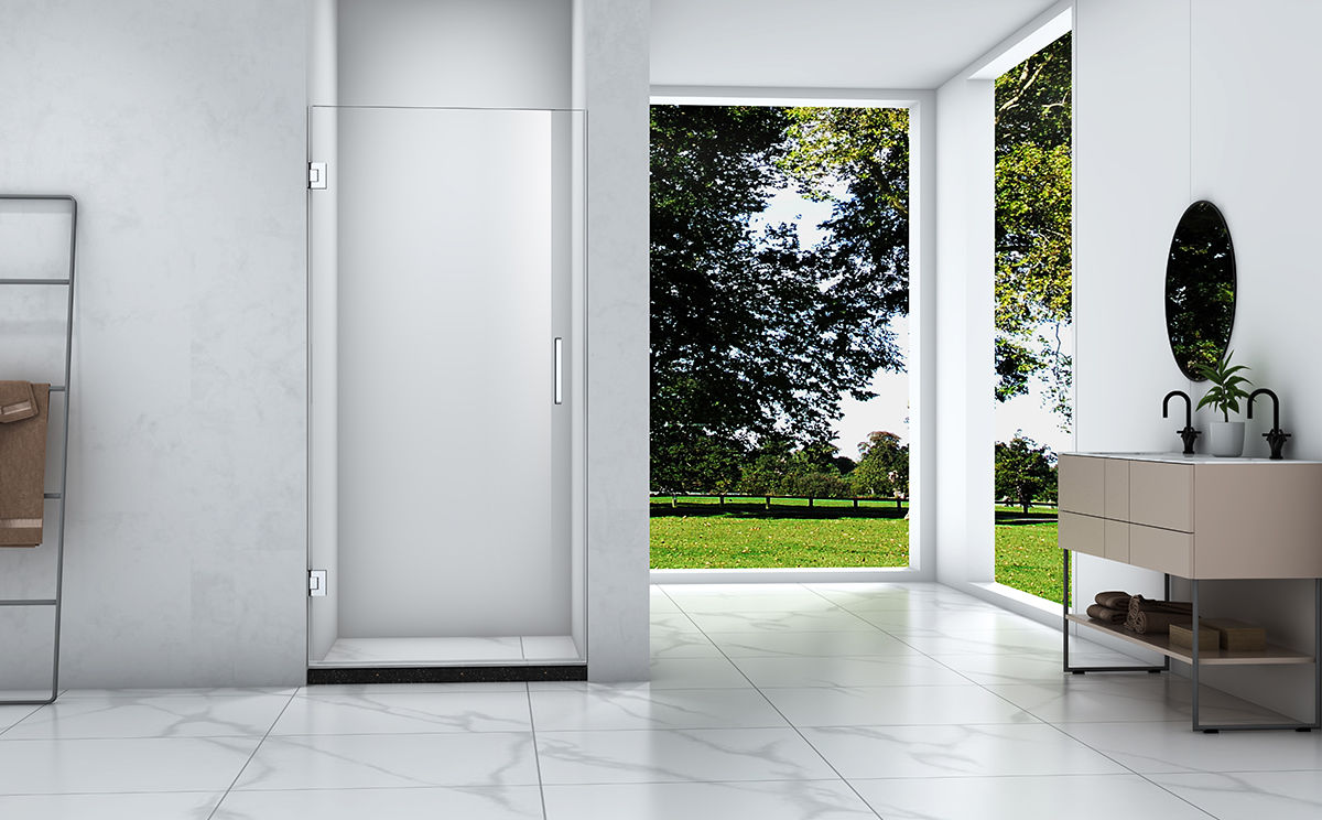 S1001 stainless steel pivot shower door reversible